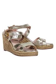 Current Boutique-Stuart Weitzman - Gold Metallic Espadrille Wedges Sz 11