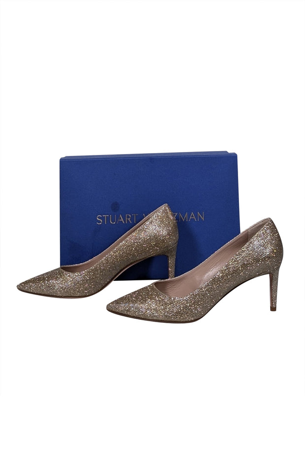 Current Boutique-Stuart Weitzman - Gold Sparkly Pointed Toe Pumps Sz 7.5