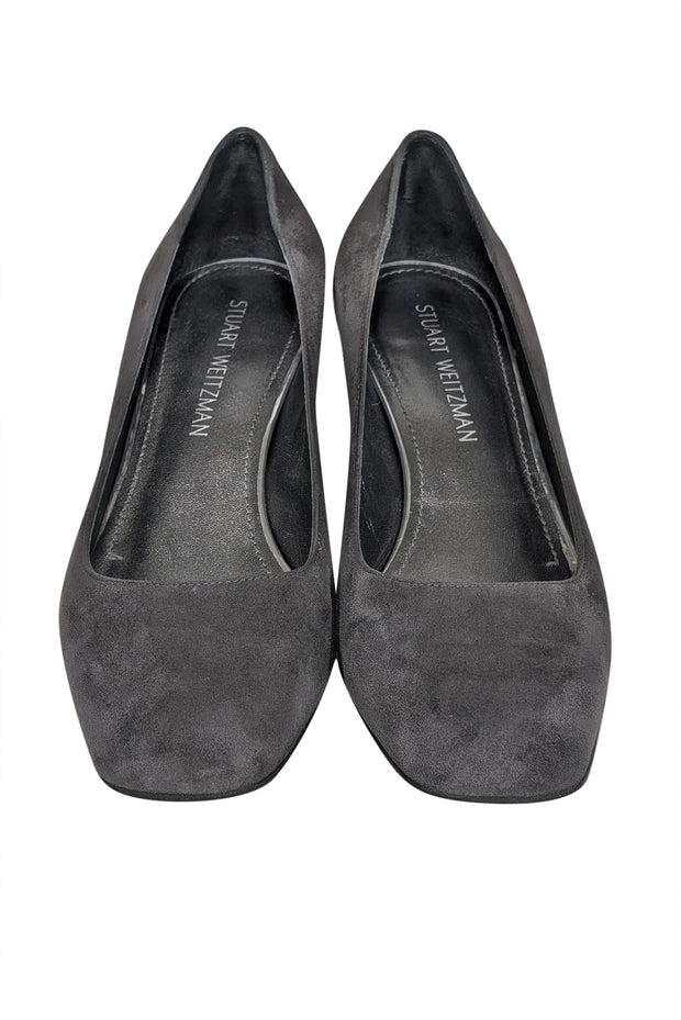 Current Boutique-Stuart Weitzman - Grey Suede Block Heel Pumps Sz 9