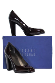 Current Boutique-Stuart Weitzman - Maroon Rounded Toe Block Heel Pumps Sz 8.5