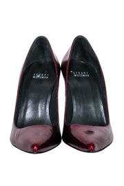 Current Boutique-Stuart Weitzman - Maroon Textured Leather Pointed Toe Pumps Sz 8.5