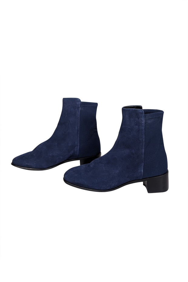 Current Boutique-Stuart Weitzman - Navy Suede Short Boots Sz 7.5