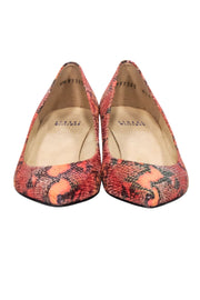 Current Boutique-Stuart Weitzman - Orange & Pink Snakeskin Print Kitten Heels Sz 8.5