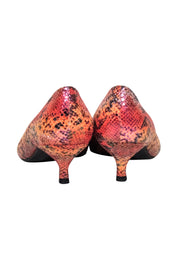 Current Boutique-Stuart Weitzman - Orange & Pink Snakeskin Print Kitten Heels Sz 8.5