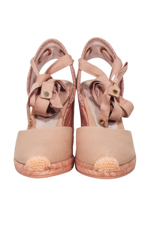 Current Boutique-Stuart Weitzman - Pink "Marguerita" Espadrille Wedges Sz 5.5