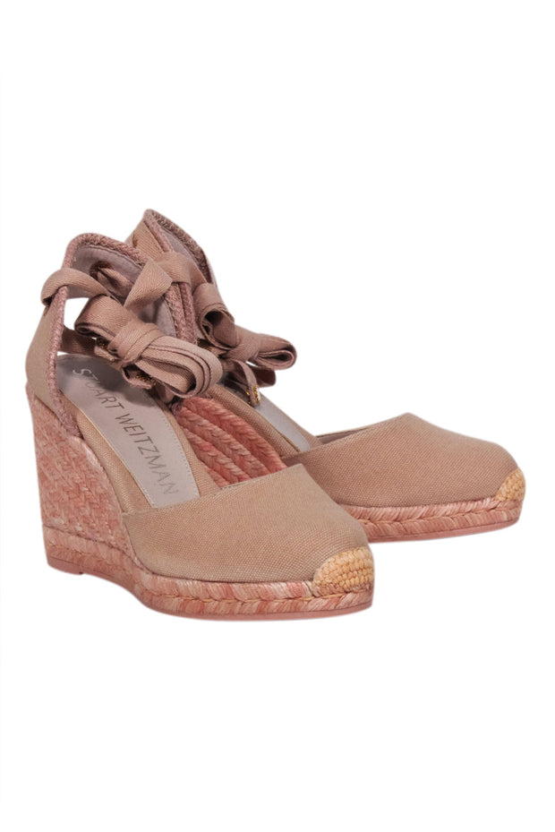 Current Boutique-Stuart Weitzman - Pink "Marguerita" Espadrille Wedges Sz 5.5