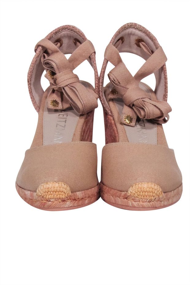 Current Boutique-Stuart Weitzman - Pink "Marguerita" Espadrille Wedges Sz 5.5