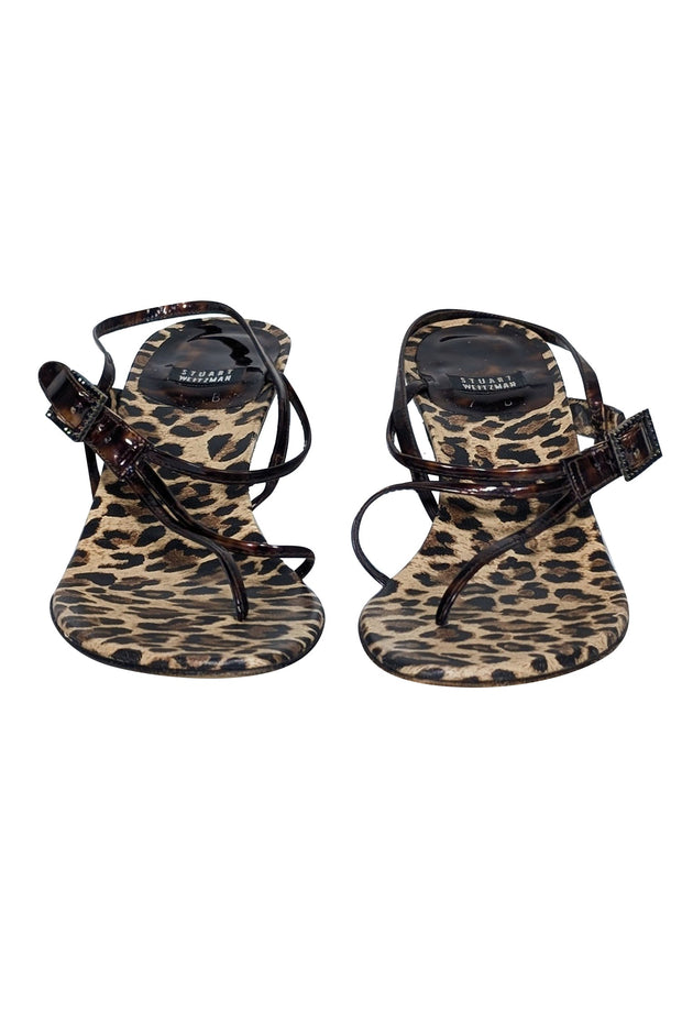 Current Boutique-Stuart Weitzman - Tan & Brown Leopard Print Strappy Sandals Sz 7