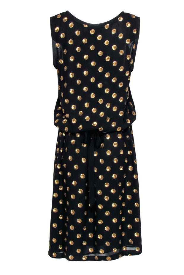 Current Boutique-Suno - Black Sleeveless w/ Gold Sequin Polka Dot Dress Sz 2 Size 2