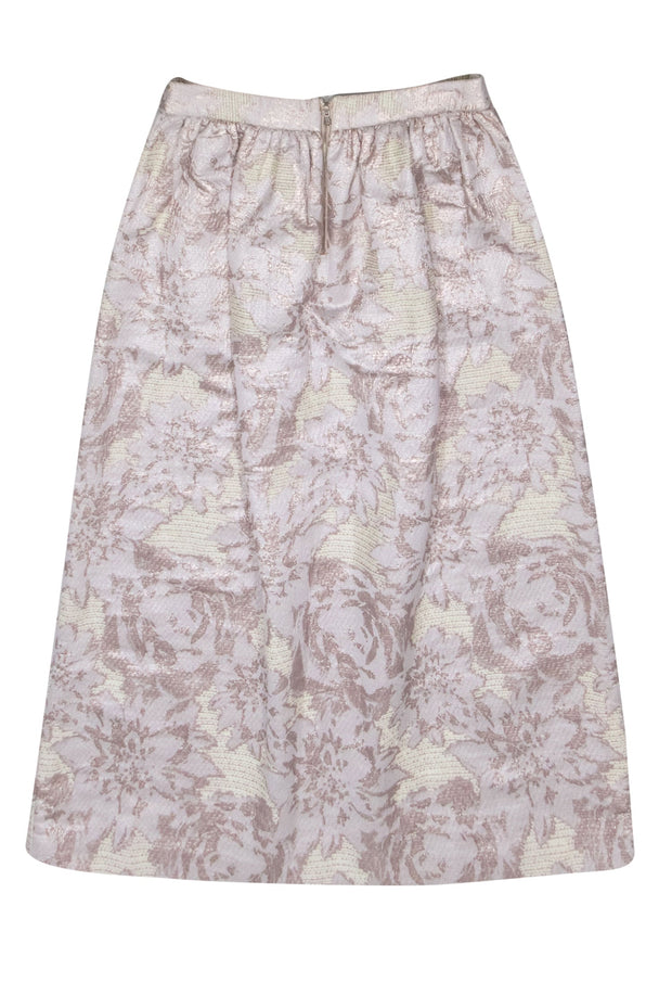 Current Boutique-Suno - Blush Pink & Metallic Brocade Midi Skirt Sz M