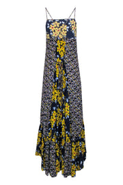 Current Boutique-Suno - Navy & Yellow Floral Print Maxi Dress Sz 4