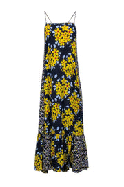 Current Boutique-Suno - Navy & Yellow Floral Print Maxi Dress Sz 4