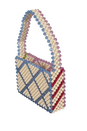 Current Boutique-Susan Alexandra - Ivory, Blue, & Lavender Beaded Mini Bag