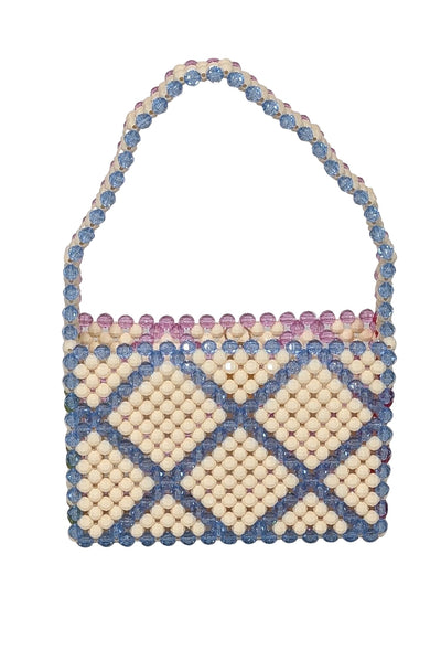 Current Boutique-Susan Alexandra - Ivory, Blue, & Lavender Beaded Mini Bag