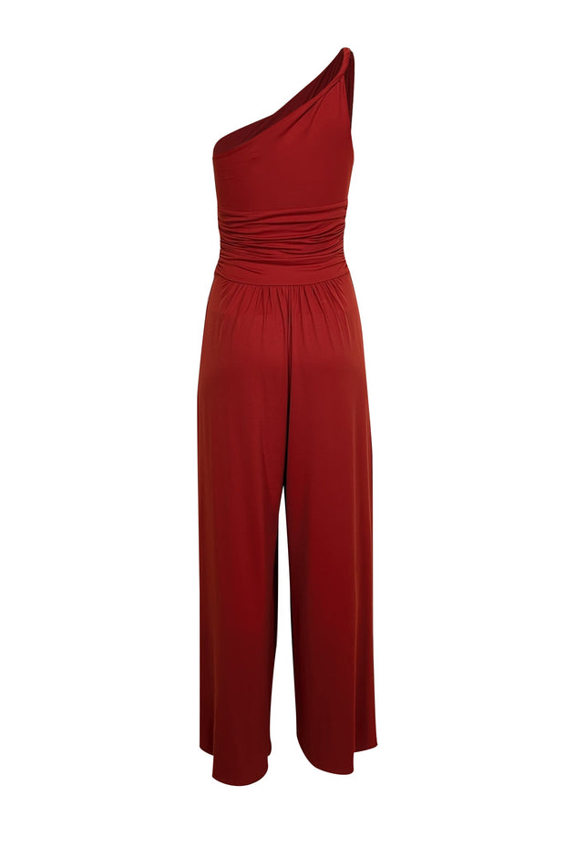 Current Boutique-Susana Monaco - Red Sleeveless One-Shoulder Jumpsuit Sz S