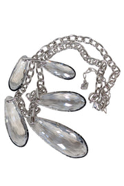 Current Boutique-Swarovski - Silver Chain Necklace w/ Large Teardrop Crystals