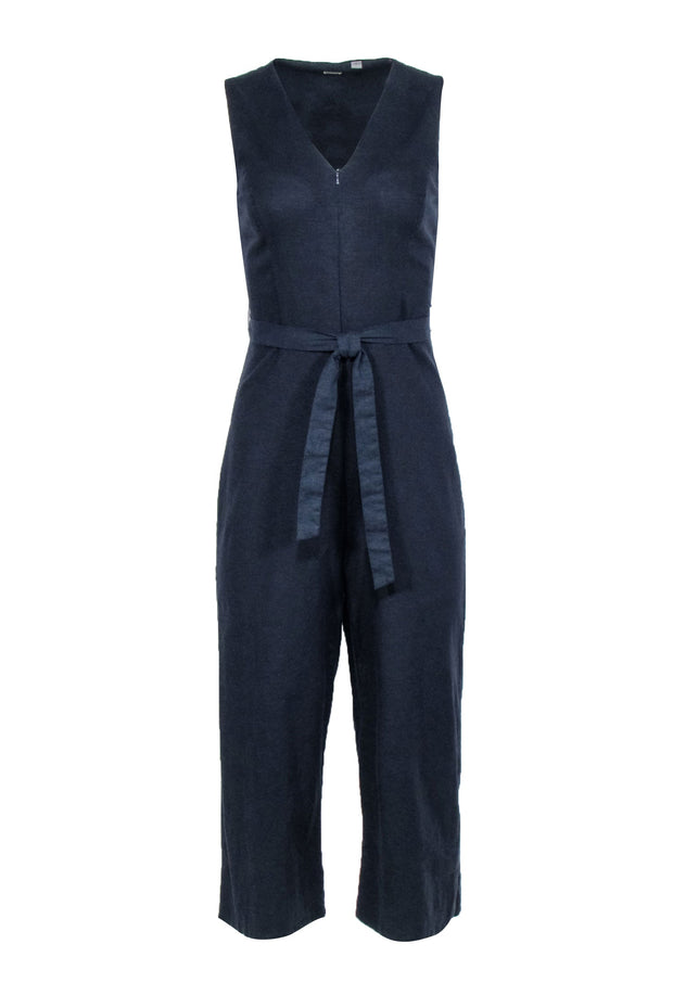 Current Boutique-T Tahari - Dark Navy Sleeveless Zipper Front Jumpsuit Sz 4