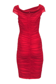 Current Boutique-Tadashi - Red Ruched Mesh Dress Sz S