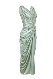Current Boutique-Tadashi Shoji - Green Sleeveless w/ Embellished Detail Maxi Dress Sz S