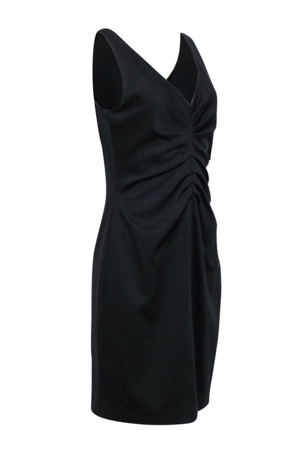 Current Boutique-Tahari - Black Sleeveless Dress w/ Ruched Front Sz 12