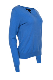 Current Boutique-Tahari - Blue Cashmere V-Neck Sweater Sz L