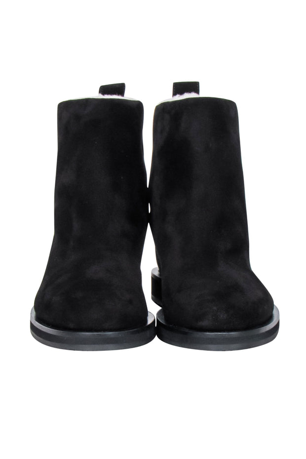 Current Boutique-Tamara Mellon - Black Suede & Shearling "Inside Edge" Ankle Boots Sz 11