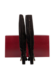 Current Boutique-Tamara Mellon - Brown Velvet Tall Heeled Boots Sz 7.5