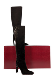 Current Boutique-Tamara Mellon - Brown Velvet Tall Heeled Boots Sz 7.5