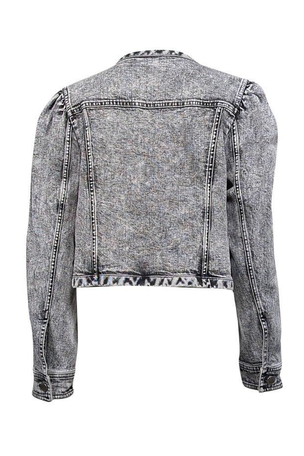 Current Boutique-Tanya Taylor - Dark Grey & Black Acid Washed Cropped Jean Jacket Sz M