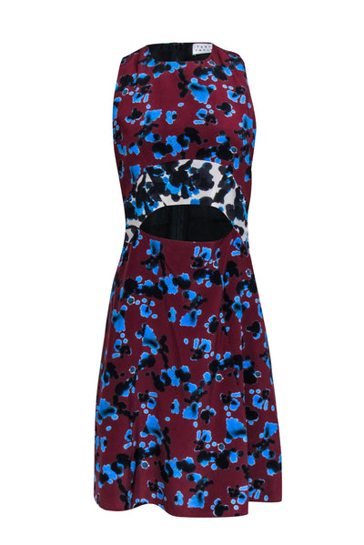 Current Boutique-Tanya Taylor - Maroon & Multi Color Print Cut Out Dress Sz 2