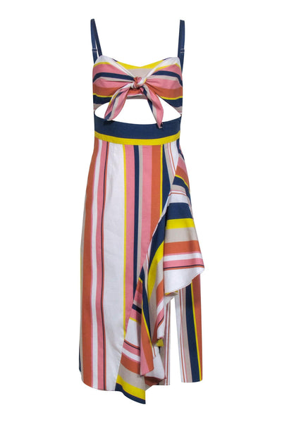 Current Boutique-Tanya Taylor - Navy Multicolored Striped Midi Dress Sz 0