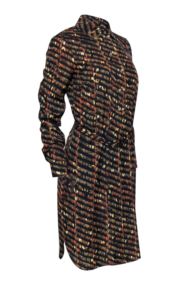 Current Boutique-Ted Baker - Black, Brown, & Orange Print Dress Sz 4