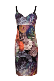 Current Boutique-Ted Baker - Black & Multi Color Floral Sleeveless Sheath Dress Sz 8