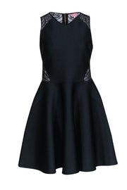 Current Boutique-Ted Baker - Black Sleeveless Fit & Flare Dress w/ Embroidered Mesh Detail Sz 6