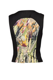 Current Boutique-Ted Baker - Black Wool Blend Tailored Vest w/ Brushstroke Print Satin Back Sz 2