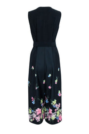 Current Boutique-Ted Baker - Black w/ Multi Color Floral Sleeveless Jumpsuit Sz 10