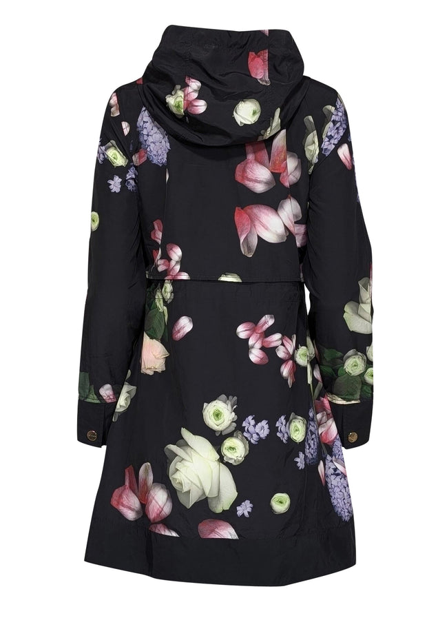 Current Boutique-Ted Baker - Black w/ Multicolor Floral Print Parka Jacket Sz 4