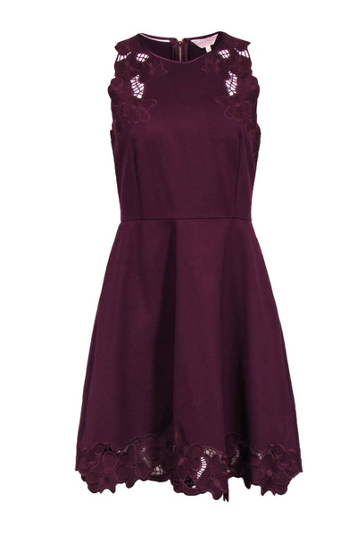 Current Boutique-Ted Baker - Burgundy Sleeveless Cocktail Dress w/ Floral Embroidery Detail Sz 8