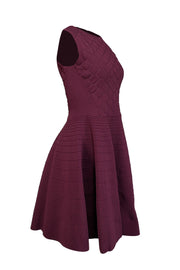 Current Boutique-Ted Baker - Burgundy Textured Knit Fit & Flare Dress Sz 8