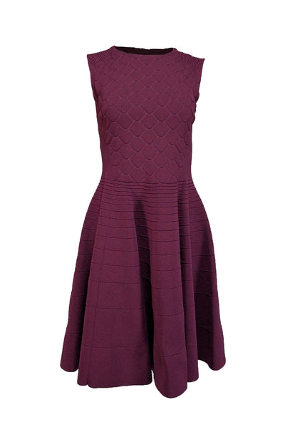 Current Boutique-Ted Baker - Burgundy Textured Knit Fit & Flare Dress Sz 8