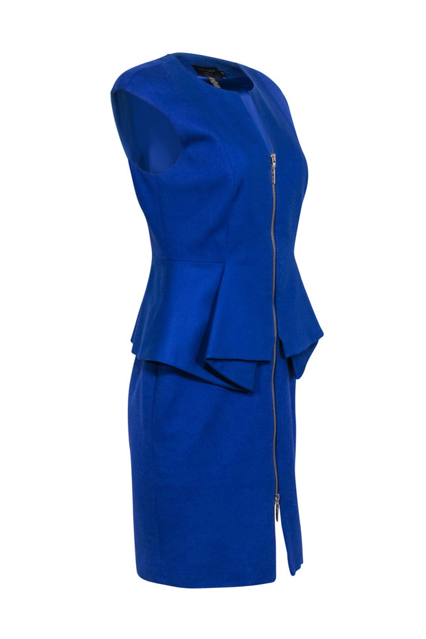 Current Boutique-Ted Baker - Cobalt Blue Peplum Zipper Front Dress Sz 8