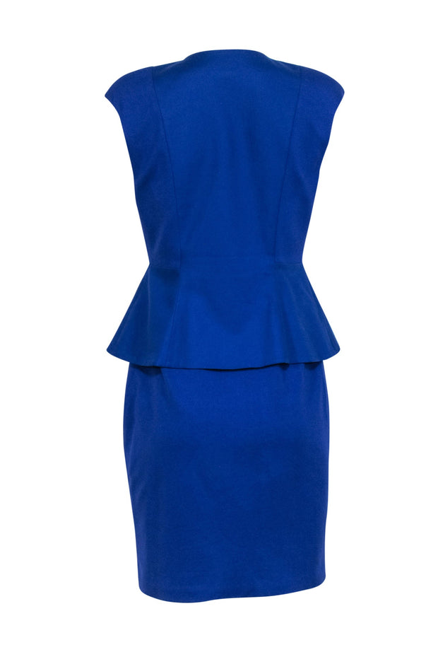 Current Boutique-Ted Baker - Cobalt Blue Peplum Zipper Front Dress Sz 8