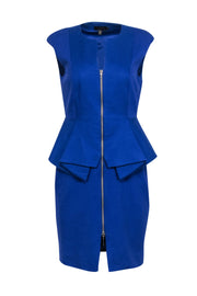 Current Boutique-Ted Baker - Cobalt Blue Peplum Zipper Front Dress Sz 8