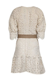 Current Boutique-Ted Baker - Cream Crochet Lace Belted Dress Sz 6