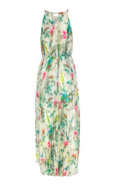 Current Boutique-Ted Baker - Ivory w/ Multi Color Floral Print Pleated Dress Sz 6