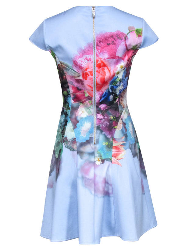 Current Boutique-Ted Baker - Light Blue w/ Multi Color Floral Print Dress Sz 6