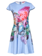 Current Boutique-Ted Baker - Light Blue w/ Multi Color Floral Print Dress Sz 6