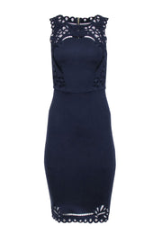 Current Boutique-Ted Baker - Navy Embroidered Trim Sheath Dress Sz 2