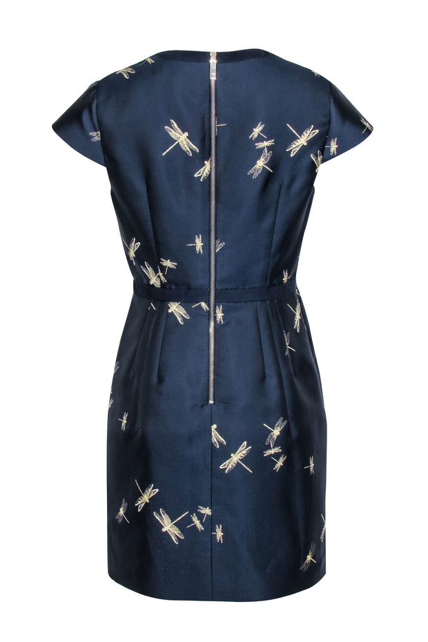 Current Boutique-Ted Baker - Navy & Gold Dragonfly Jacquard Dress Sz 8