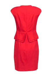 Current Boutique-Ted Baker - Red Peplum Zip-Up Sheath Dress w/ Padded Shoulders Sz 8